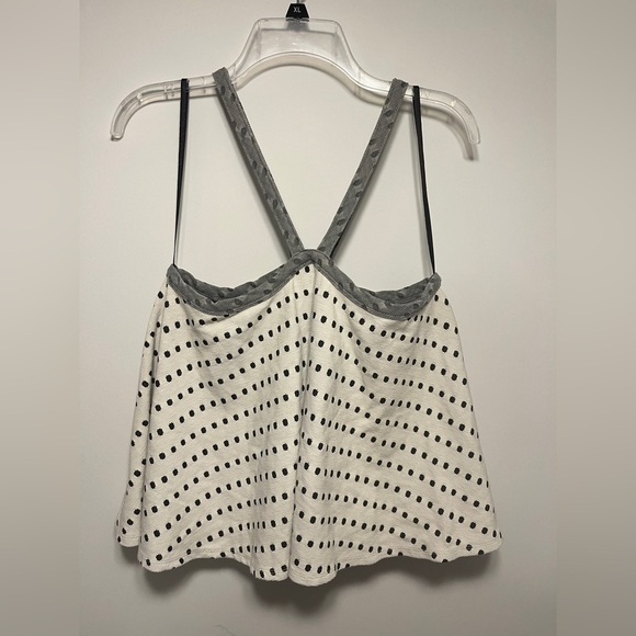 Anthropologie Postmark Gray Cream Polka Dot Swing Tank - Picture 4 of 8